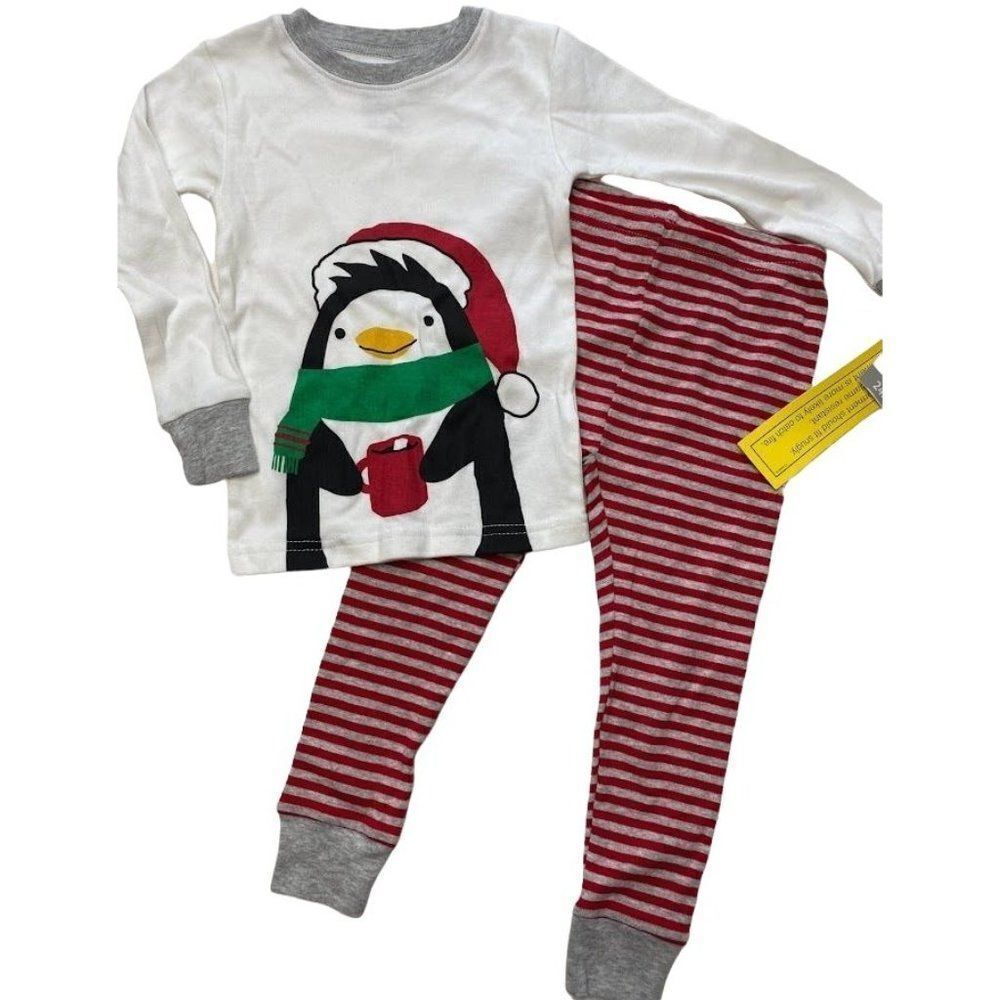 Kids Carters Holiday Penguin‎ Pajama Red Green Set Boys Girl 24 Month